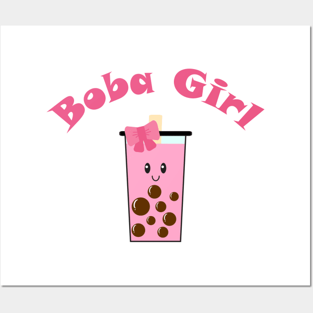 Boba Girl in Pink Wall Art by Kelly Gigi